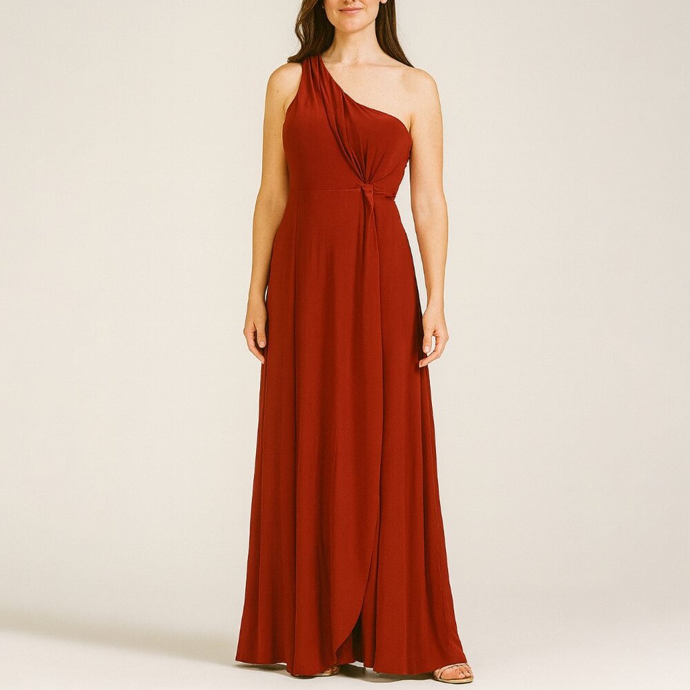 BHLDN One Shoulder Formal Maxi‎ Dress Burnt Orange 8